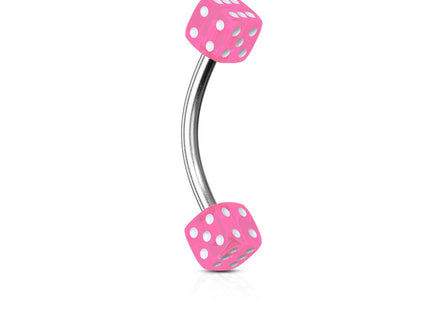 Curved Eyebrow Bar with Dice Ends