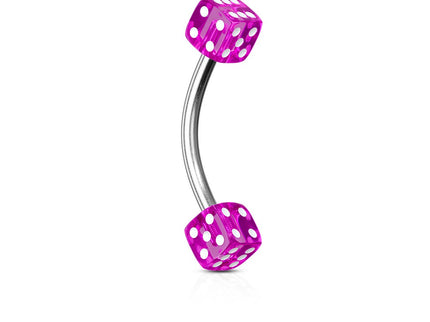 Curved Eyebrow Bar with Dice Ends