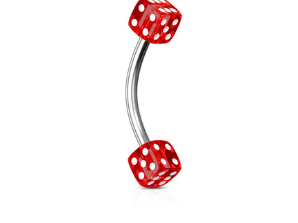Curved Eyebrow Bar with Dice Ends