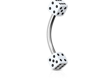 Curved Eyebrow Bar with Dice Ends