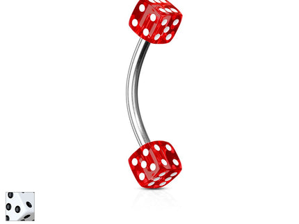 Curved Eyebrow Bar with Dice Ends
