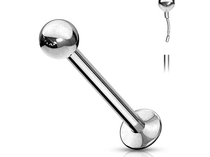 Labret Piercing Stud with Push-in Threadless Ball