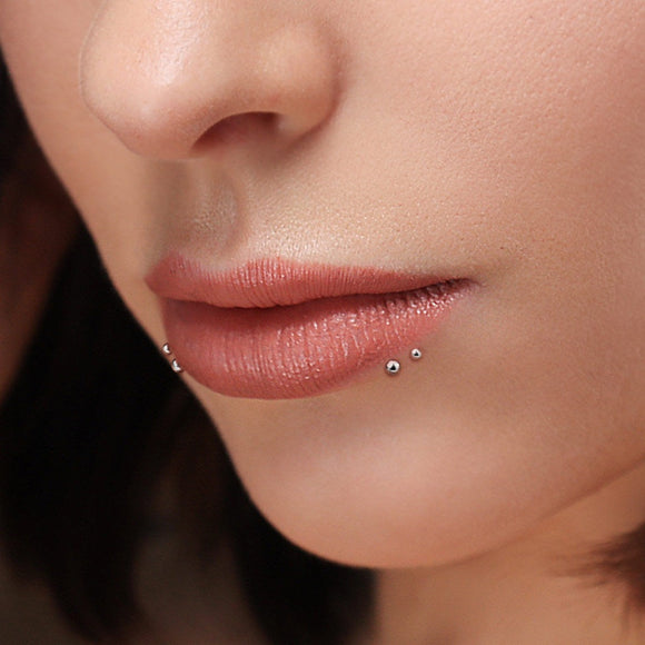 Labret Piercing Stud with Push-in Threadless Ball