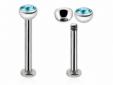 Surgical Steel Labret Stud with Cubic Zirconia Gem