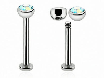 Surgical Steel Labret Stud with Cubic Zirconia Gem