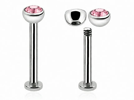 Surgical Steel Labret Stud with Cubic Zirconia Gem