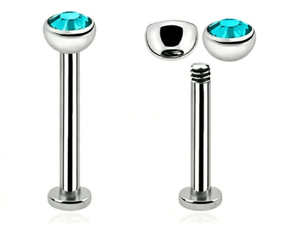 Surgical Steel Labret Stud with Cubic Zirconia Gem