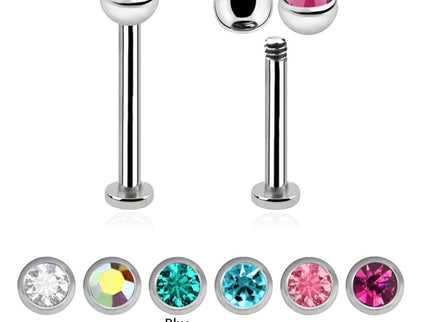 Surgical Steel Labret Stud with Cubic Zirconia Gem