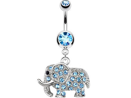 Belly Bar with Gem Elephant Dangle
