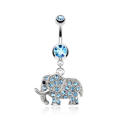 Belly Bar with Gem Elephant Dangle