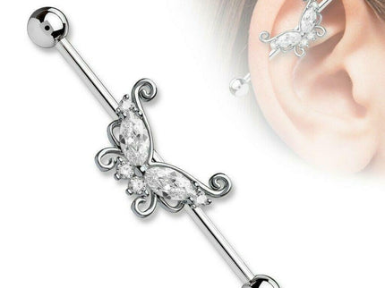 Butterfly Industrial Scaffold Ear Barbell