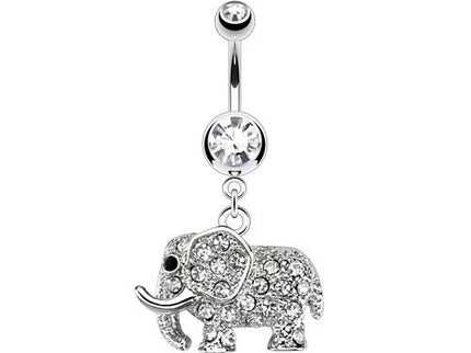 Belly Bar with Gem Elephant Dangle