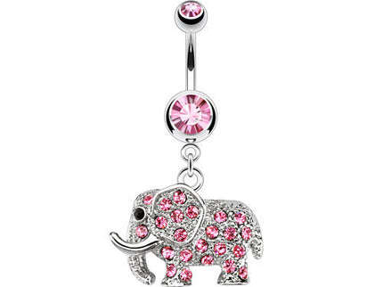 Belly Bar with Gem Elephant Dangle
